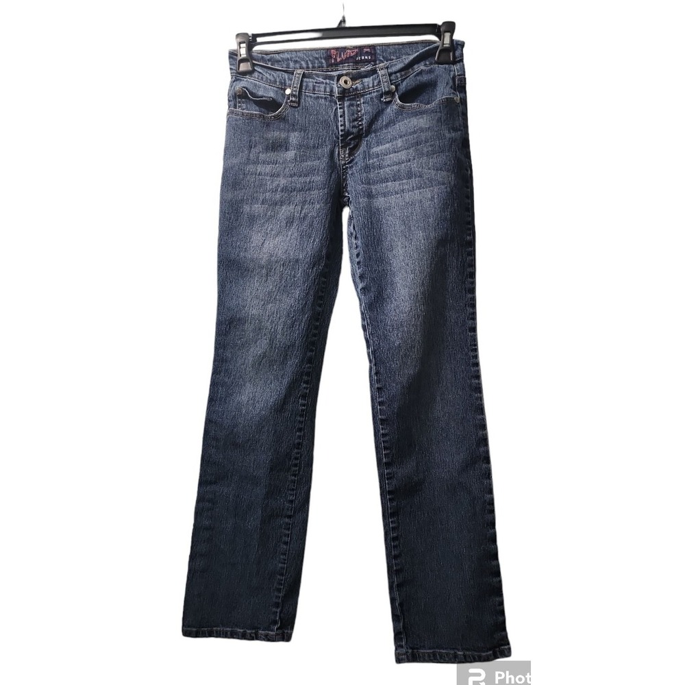 Fluid Jeans Embellished Pockets Dark‎ Wash Denim Jeans Bootcut Style